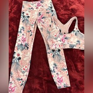 Marika Pink Size Small Floral High-Waist Leggings & Sports Bra Set